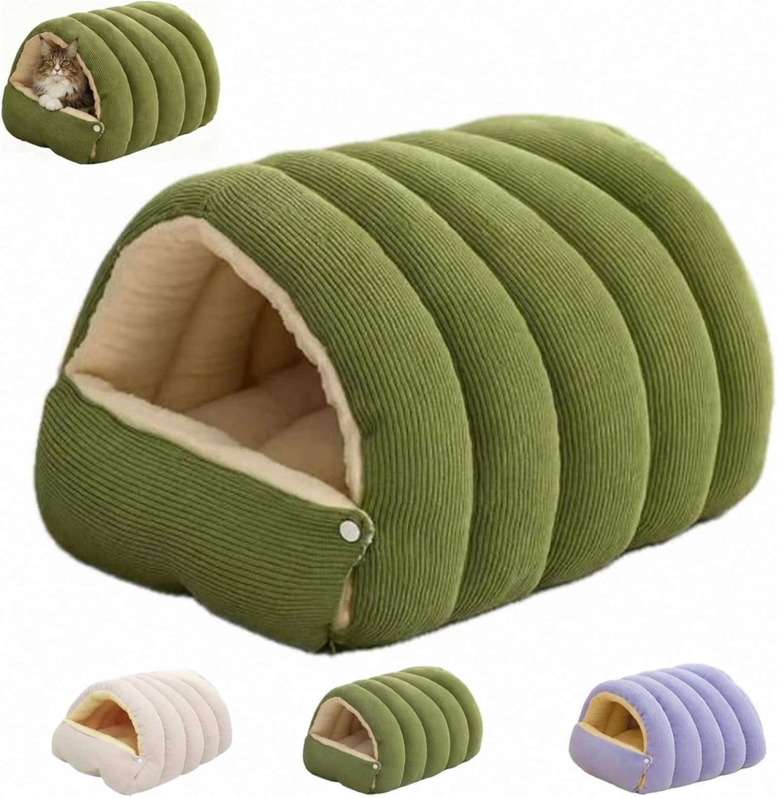 Cat Cave Bed — Adjustable Corduroy Nest — product view