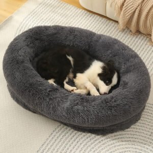 Bolster Dog Bed — Plush Oval Nest — product view