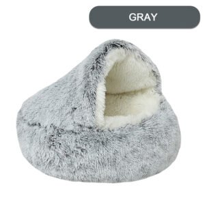 Cat Cave Bed — Plush Half-Hood Nest — product view