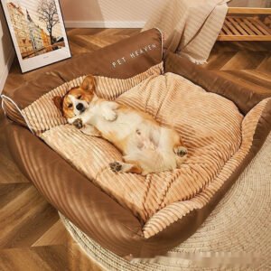 Sofa Dog Bed — Brown Backrest Lounge — product view